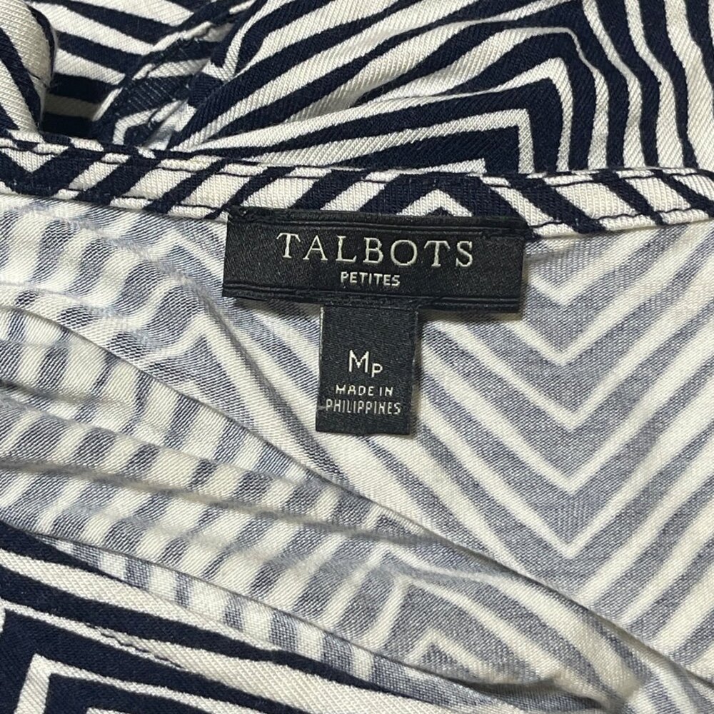 Talbots Petites Maxi Dress Size MP Medium Sleeveless V-Neck Blue White - Picture 4 of 5